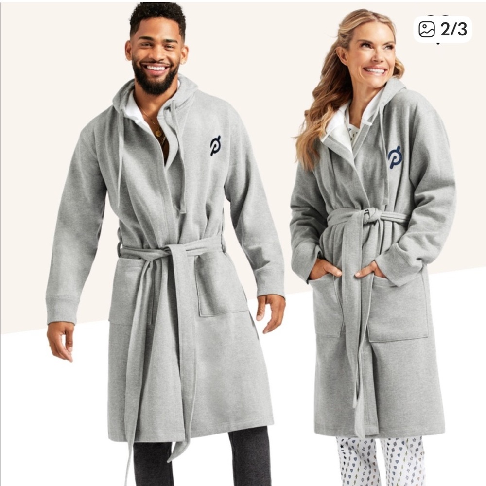 Peloton Heather Grey Fleece Lined Unisex Robe, SizeXS/S
